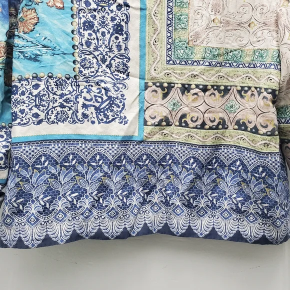 Coldwater Creek Silk Mixed Print Patchwork ButtonUp Jacket Size M - Picture 8 of 16